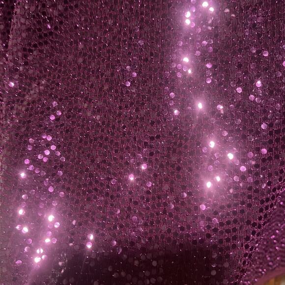 Vince Camuto Scoop Neckline Sequin Long Bell Sleeve Plum Purple Blouse Medium - Picture 4 of 7